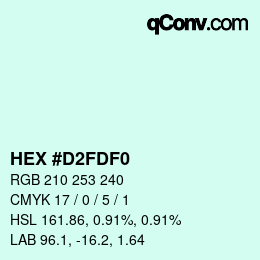 カラーコード: HEX #D2FDF0 | qconv.com
