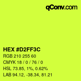 カラーコード: HEX #D2FF3C | qconv.com