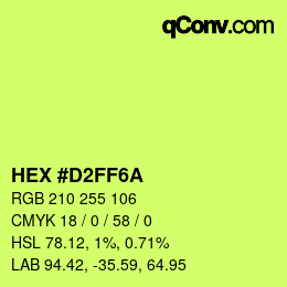 カラーコード: HEX #D2FF6A | qconv.com