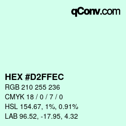 Color code: HEX #D2FFEC | qconv.com