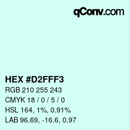 Color code: HEX #D2FFF3 | qconv.com