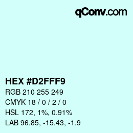 Color code: HEX #D2FFF9 | qconv.com