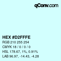 Color code: HEX #D2FFFE | qconv.com