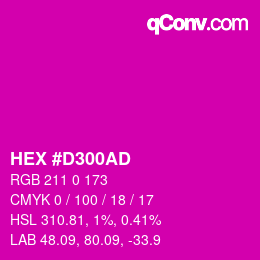 颜色代码: HEX #D300AD | qconv.com