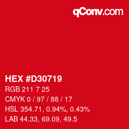 Color code: HEX #D30719 | qconv.com