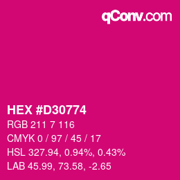 カラーコード: HEX #D30774 | qconv.com