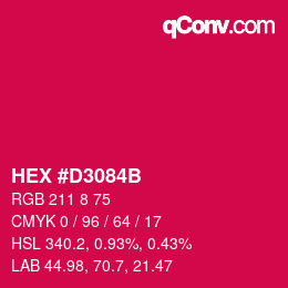 颜色代码: HEX #D3084B | qconv.com