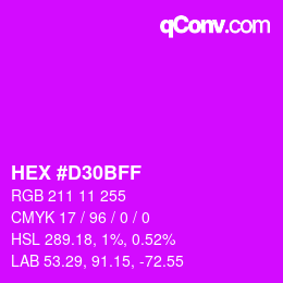Color code: HEX #D30BFF | qconv.com