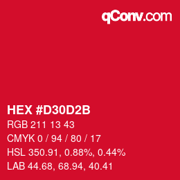 Color code: HEX #D30D2B | qconv.com