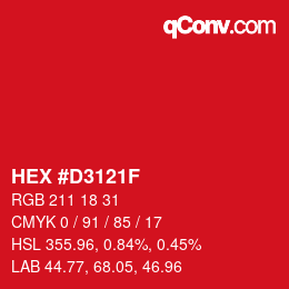 Color code: HEX #D3121F | qconv.com