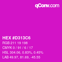 颜色代码: HEX #D313C6 | qconv.com