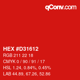 Color code: HEX #D31612 | qconv.com
