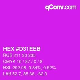 Code couleur: HEX #D31EEB | qconv.com