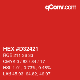 Color code: HEX #D32421 | qconv.com