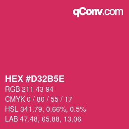 颜色代码: HEX #D32B5E | qconv.com