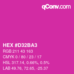 颜色代码: HEX #D32BA3 | qconv.com
