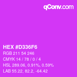 カラーコード: HEX #D336F6 | qconv.com