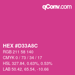カラーコード: HEX #D33A8C | qconv.com