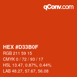 Farbcode: HEX #D33B0F | qconv.com