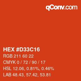 Color code: HEX #D33C16 | qconv.com