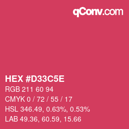 颜色代码: HEX #D33C5E | qconv.com