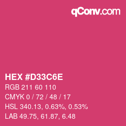 颜色代码: HEX #D33C6E | qconv.com