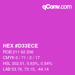 カラーコード: HEX #D33ECE | qconv.com