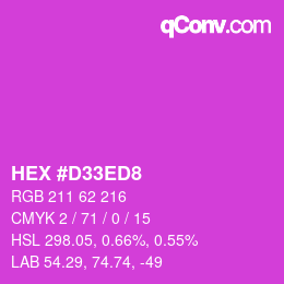 カラーコード: HEX #D33ED8 | qconv.com