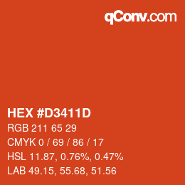 颜色代码: HEX #D3411D | qconv.com