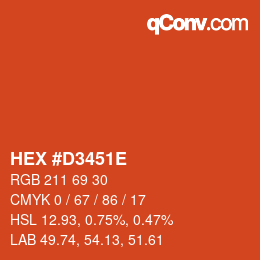 Color code: HEX #D3451E | qconv.com