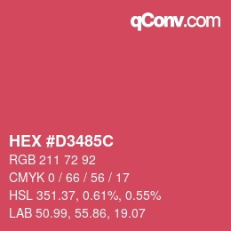 Color code: HEX #D3485C | qconv.com