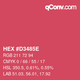 Color code: HEX #D3485E | qconv.com