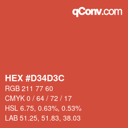 Color code: HEX #D34D3C | qconv.com
