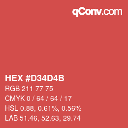 Color code: HEX #D34D4B | qconv.com