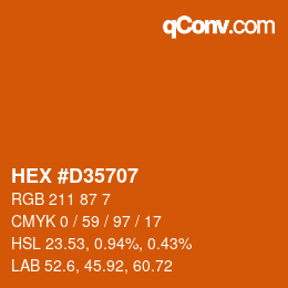 カラーコード: HEX #D35707 | qconv.com