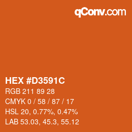 Color code: HEX #D3591C | qconv.com