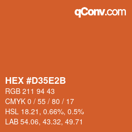 Color code: HEX #D35E2B | qconv.com