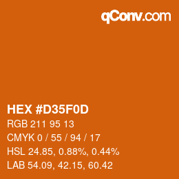 Código de color: HEX #D35F0D | qconv.com