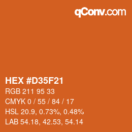 Farbcode: HEX #D35F21 | qconv.com