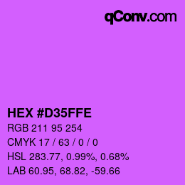Color code: HEX #D35FFE | qconv.com