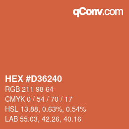カラーコード: HEX #D36240 | qconv.com