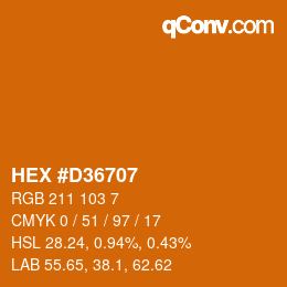カラーコード: HEX #D36707 | qconv.com