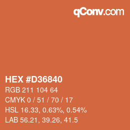 Color code: HEX #D36840 | qconv.com