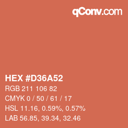 カラーコード: HEX #D36A52 | qconv.com