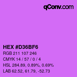 Color code: HEX #D36BF6 | qconv.com