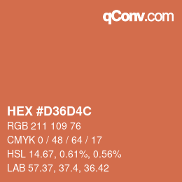 Color code: HEX #D36D4C | qconv.com