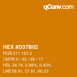 カラーコード: HEX #D37B02 | qconv.com