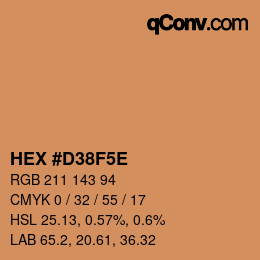 Color code: HEX #D38F5E | qconv.com