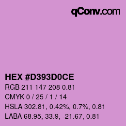 颜色代码: HEX #D393D0CE | qconv.com
