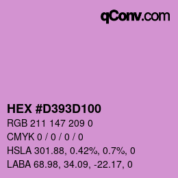 Code couleur: HEX #D393D100 | qconv.com
